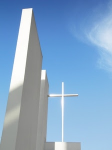 croce, cielo, bianco, azzurro, riflesso, nuvole, parallelepipedi, nuvola, colonne, moderno, ombra