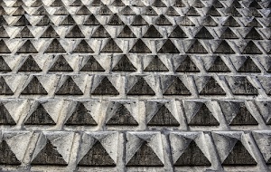 triangoli, grigio, geometria, diamanti, nero, piramidi, muro, architettura, geometrie, parete, cemento