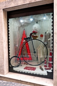 vetrina, bicicletta, ruote, rosso, ruota, manichino, cerchi, bici, natale, pianta