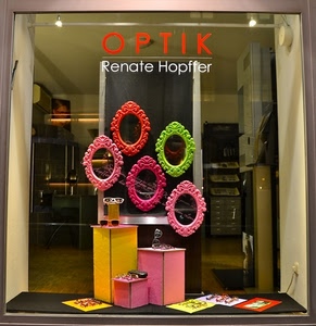 vetrina, occhiali, cornici, colori, rosa, esposizione, verde, ottico