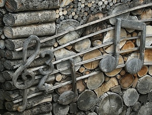 note, legna, numeri, catasta, musica, tronchi, chiave, legno, tre, quattro