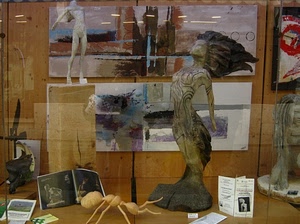 vetrina, formica, statua, statue, sculture, quadri, insetto, legno, scultura, riflesso, opere