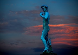 statua, nuvole, cielo, tramonto, rosso, bronzo, michelangelo, david, azzurro, braccio, piede, scultura, blu, marmo, sfondo, firenze