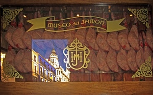 vetrina, prosciutti, stemma, museo, riflesso, esposizione, cibo, scritta, prosciutto