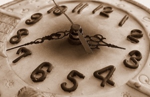 orologio, numeri, lancette, ore, tre, tempo, pietra, rilievo