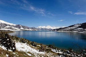 lago, neve, montagne, cielo, acqua, montagna, riflesso