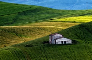 verde, campi, cascina, colline, prati, giallo, collina, casa, erba, prato, panorama, case