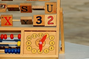 numeri, orologio, lettere, pallottoliere, legno, lancette