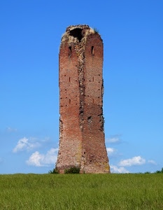 torre, rudere, prato, cielo, nuvole, mattoni, erba