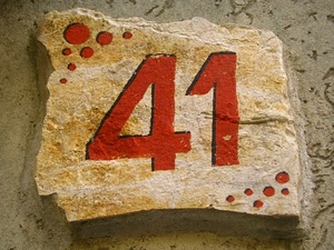 pietra, numero, rosso, numeri, civico, quattro, uno, muro, sasso, quarantuno