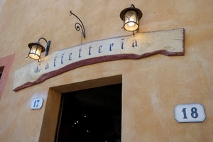 insegna, lampioni, numeri, porta, ingresso, luci, caffetteria, lanterne