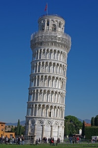 torre, pisa, colonne, pendente, turisti, bandiera, archi, pendenza, campanile