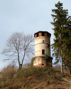 torre, alberi, finestre, collina, cielo, pino, rami, autunno