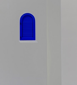 finestra, blu, muro, bianco, minimalismo, parete, azzurro, persiana, arco, minimale