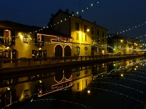 luci, canale, notte, acqua, case, luminarie, riflessi, notturno, natale, finestre, riflesso, lampioni, palazzi, archi