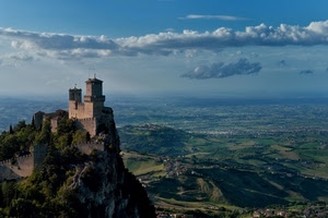 castello, panorama, nuvole, cielo, collina, paesaggio