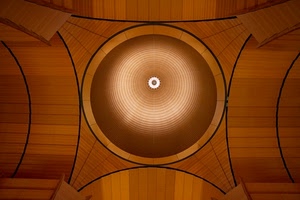cupola, cerchio, legno, soffitto, linee, cerchi, geometrie, curve, interno, luce