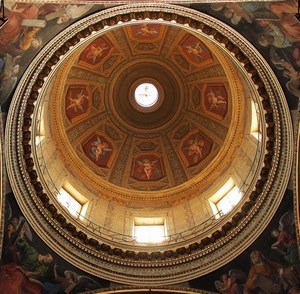 cupola, cerchio, angeli, dipinti, affreschi, finestre, chiesa, interno, luce