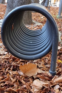 foglie, spirale, autunno, tubo, albero, metallo, cerchio, secche, ferro