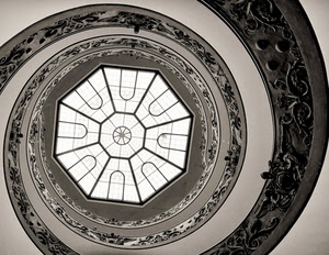spirale, scala, bianconero, geometrie, ottagono, chiocciola, vetrata, decorazioni, soffitto, vetro