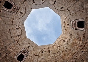 ottagono, cielo, finestre, prospettiva, castello, archi, mura, alto