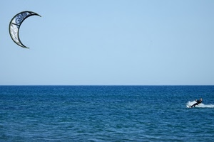 mare, cielo, vela, uomo, sport, azzurro, paracadute, orizzonte, scia, surf