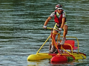 acqua, giallo, casco, sport, rosso, bici, bicicletta, pedali, mare, galleggiante, atleta, ciclista
