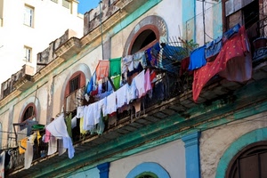 panni, archi, stesi, balcone, multicolore, biancheria, bucato, balconi, palazzo, finestre