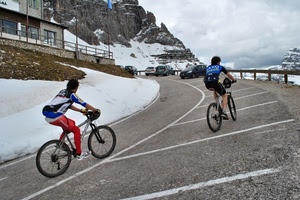 montagna, neve, ciclisti, strada, sport, salita, biciclette, bicicletta
