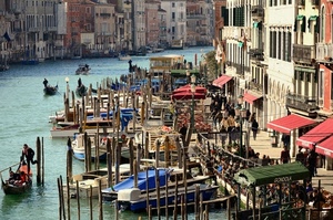venezia, canale, gondola, barche, pali, gondole, acqua, laguna, turisti