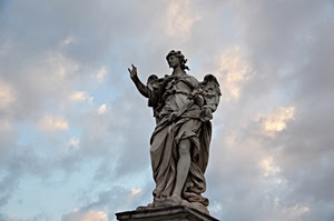 nuvole, angelo, statua, cielo, ali, marmo, scultura
