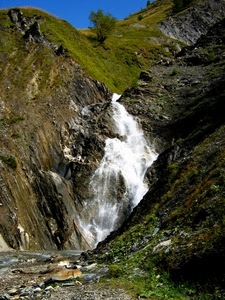cascata, montagna, acqua, rocce, torrente, verde, albero, ruscello