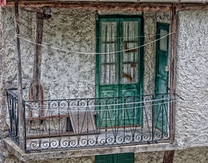 balcone, verde, ringhiera, fili, porte, porta, scala, finestra, legno, corda, muro