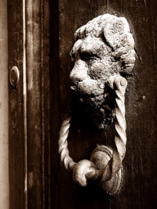 porta, batacchio, leone, legno, battente, ferro, marrone, bronzo, battiporta, serratura