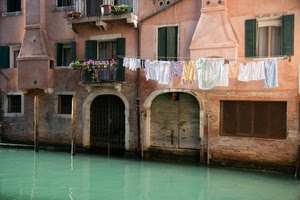 panni, canale, acqua, finestre, balcone, case, bucato, cancello