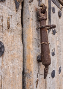 batacchio, legno, ferro, porta, ruggine, borchie, portone, antica