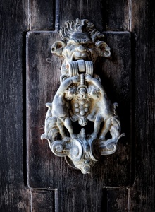 legno, batacchio, portone, putti, porta, mascherone, metallo, battiporta, stemma, demone, ferro