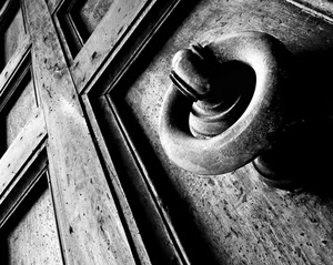 porta, batacchio, legno, bianconero, prospettiva