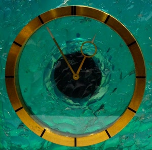 lancette, orologio, verde, cerchio, acqua, giallo