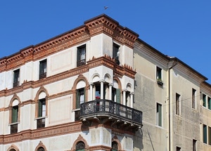 balcone, palazzo, finestre, angolo, cielo, bianco