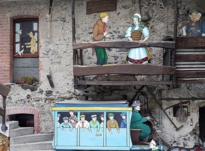 balcone, pinocchio, disegni, scale, fumetti, figure, legno, scalini, porta, ballatoio, colori, personaggi
