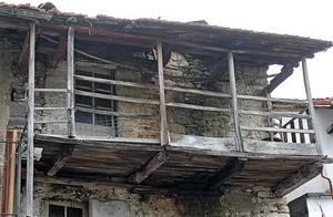 legno, balcone, rudere, casa, tetto, ringhiera, porta, vecchio, finestre