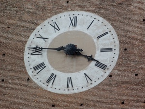 orologio, numeri, lancette, ore, mattoni, romani, tempo