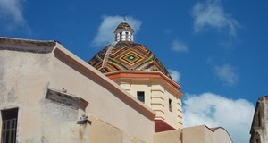 cupola, cielo, nuvole, chiesa, colori, finestre, croce, mosaico