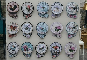 orologi, numeri, ore, lancette, quindici, parete, appesi, disegni, orologio, negozio, decorati