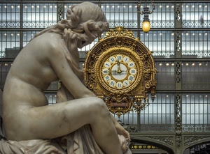 statua, orologio, vetrata, marmo, oro, stazione, nudo