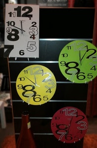 orologi, numeri, giallo, verde, lancette, rosso, vetrina, colori