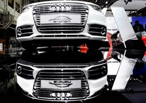 riflesso, auto, automobile, salone, bianco, esposizione, cerchi, muso