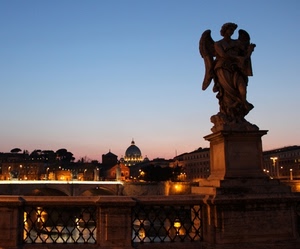 angelo, statua, cupola, ali, roma, luci, ponte, ponti, tramonto