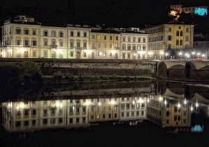 fiume, riflesso, notturno, acqua, luci, case, notte, ponte, riflessi, palazzi, finestre